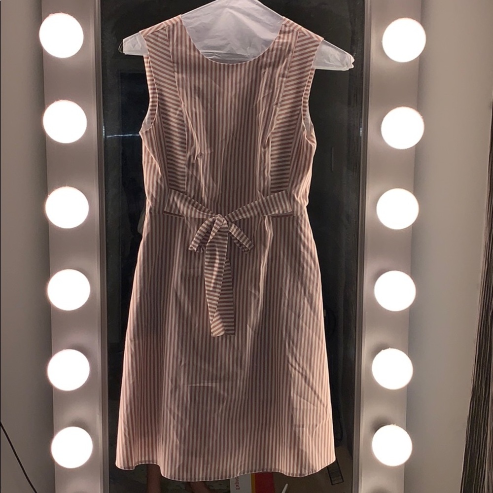 White and pink stripe dress.